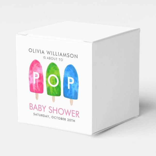 Ready to Pop colourful Popsicle Baby Shower Favor Box (Front Side)