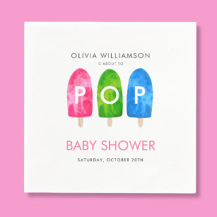 Ready to Pop colourful Popsicle Baby Shower Napkin