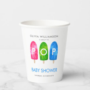 Ready to Pop colourful Popsicle Baby Shower Paper Cups
