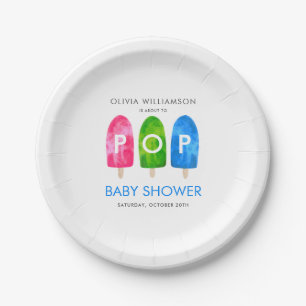 Ready to Pop colourful Popsicle Baby Shower Paper Plate
