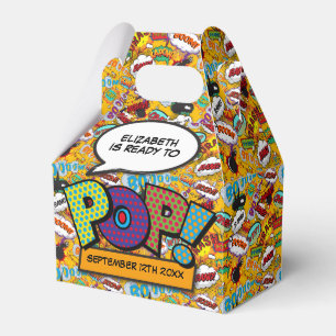 Ready To Pop Fun Modern Comic Book Baby Shower Favor Box