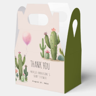 Ready to Pop Girl Balloon Cactus Green Baby Shower Favor Box