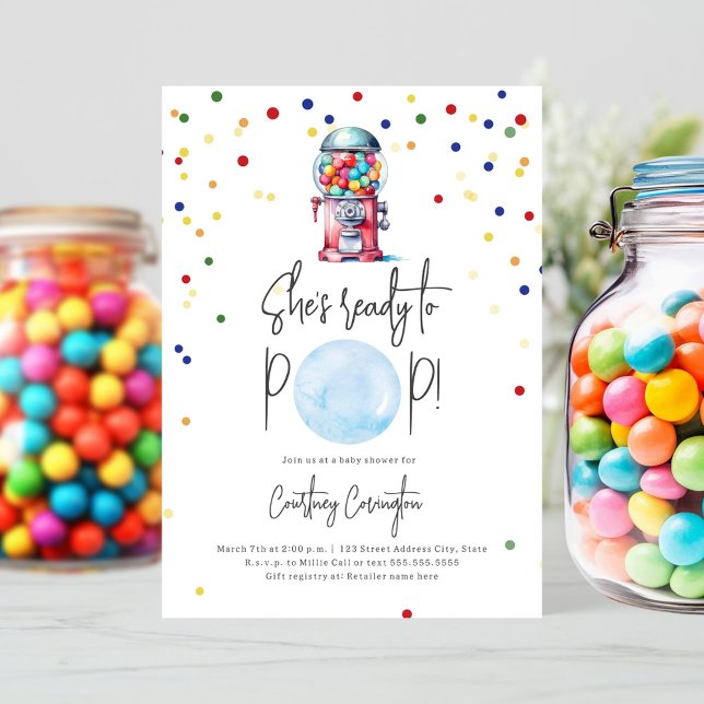 Ready to Pop Gumball Machine Boy Baby Shower Invitation (Creator Uploaded)