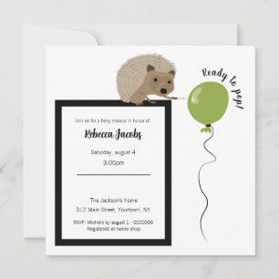 "Ready to pop" hedgehog Baby Shower Invitation