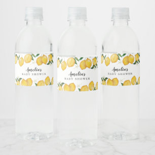 Ready to Pop, lemon themed baby shower Water Bottle Label