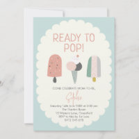 Ready to Pop Popsicle Baby Shower Invitation Mint