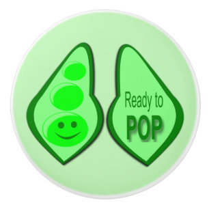 Ready to Pop Pregnant Green Pea Ceramic Knob