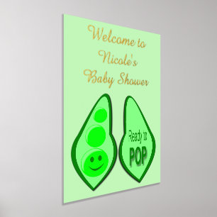 Ready to Pop Pregnant Green Pea Custom Baby Shower Foil Prints