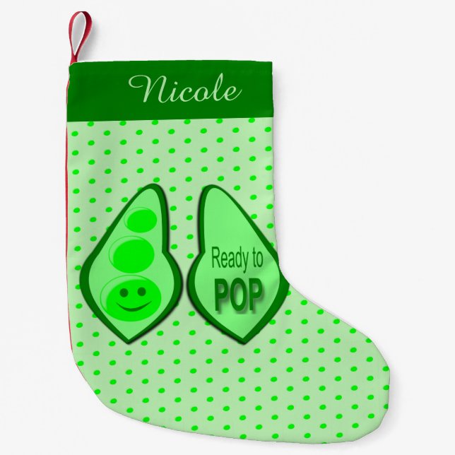 Ready to Pop Pregnant Green Pea Custom Small Christmas Stocking (Front)