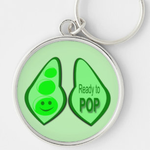 Ready to Pop Pregnant Green Pea Keychain
