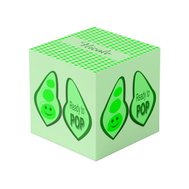 Ready to Pop Pregnant Green Pea Photo Upload Cube (Front Angled)