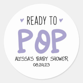 Ready To Pop Purple Baby Shower Sticker