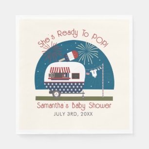 Ready To Pop Red White Blue Patriotic Baby Shower Napkin