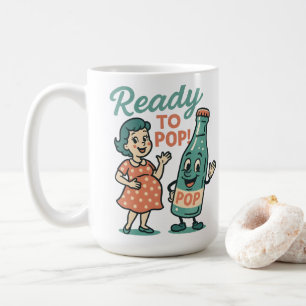 Ready to Pop Retro 1950s Maternity Baby Shower  Coffee Mug