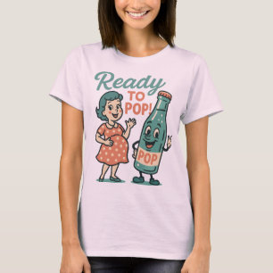 Ready to Pop Retro 1950s Maternity Baby Shower T-Shirt