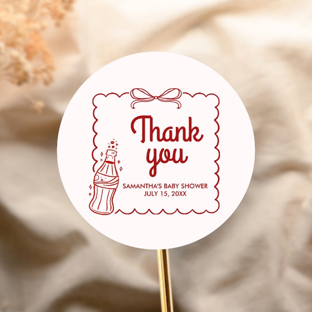 Ready to Pop Soda Baby Shower Classic Round Sticker (She's Ready to Pop Baby Shower Sticker)