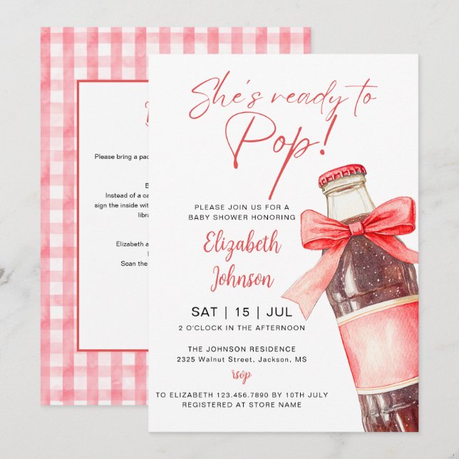 Ready To Pop Soda Bottle Baby Shower All In One Invitation (Front/Back)