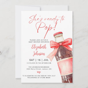 Ready To Pop Soda Bottle Red Bow Baby Shower Invitation
