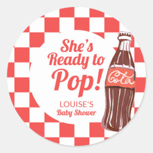 Ready To Pop Soda Cola Baby Shower Favour Classic Round Sticker