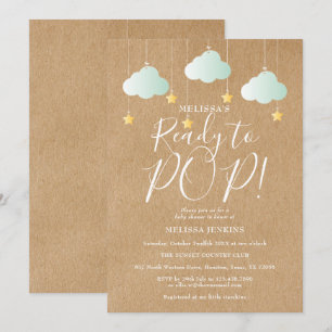 Ready to Pop Twinkle Twinkle Baby Shower Rustic Invitation