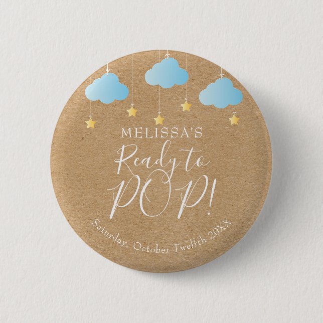 Ready to POP Twinkle Twinkle Blue Rustic Kraft 2 Inch Round Button (Front)