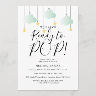 Ready to Pop Twinkle Twinkle Neutral Baby Shower Invitation