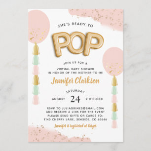 "Ready to Pop" Virtual Baby Shower Balloons Invitation