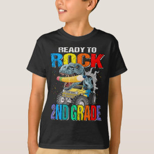 Ready To Rock 2nd Grade Monster Truck Dinosaur Boy T-Shirt