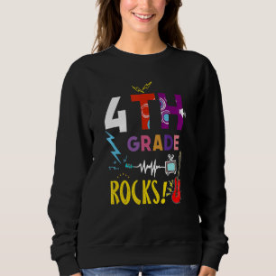 Ready To Rock 4th Grade Fourth Teacher Kids Back Sweatshirt
