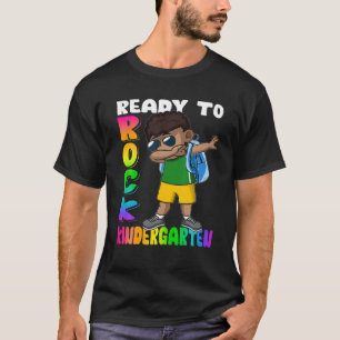 Ready To Rock Kindergarten Dabbing Black Boy Back T-Shirt