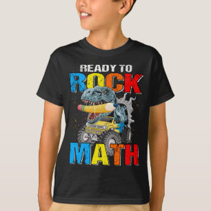 Ready To Rock Math Monster Truck Dinosaur Boys T-Shirt