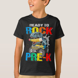 Ready To Rock Pre-K Monster Truck Dinosaur Boys  T-Shirt