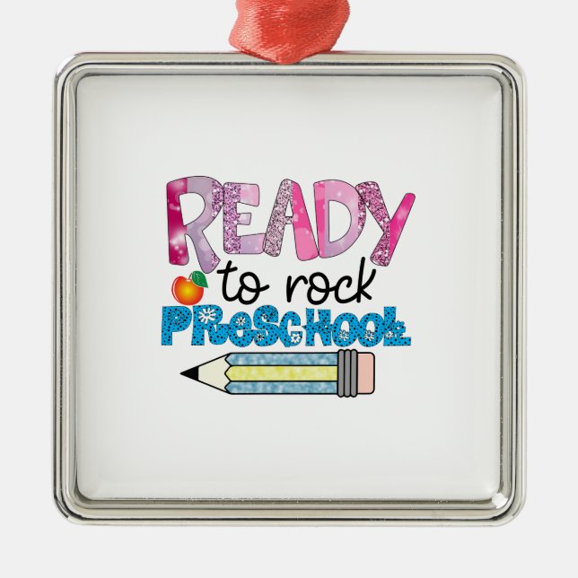 Ready To Rock Preschool Metal Ornament (Front)