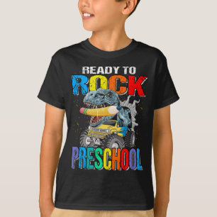 Ready To Rock Preschool Monster Truck Dinosaur Boy T-Shirt