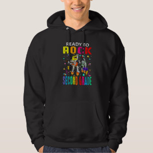 Ready To Rock Second Grade Astronaut Dinosaur Back Hoodie