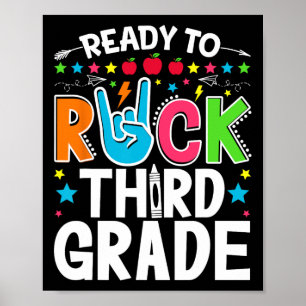 Ready To Rock Third Grade Funny First Day Back To  Poster