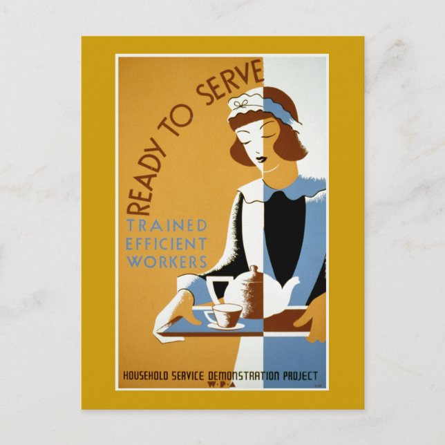 Ready to Serve Vintage WPA Poster Postcard (Front)