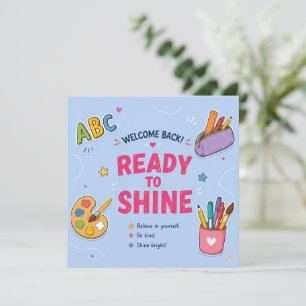 Ready to Shine Back to School Card Personalized