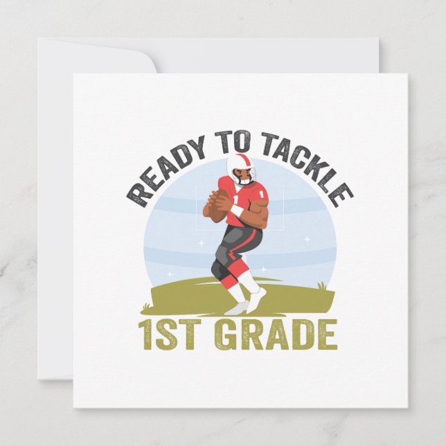 Ready To Tackle 1st Grade Football Fantasy Rugby  Save The Date (Front)