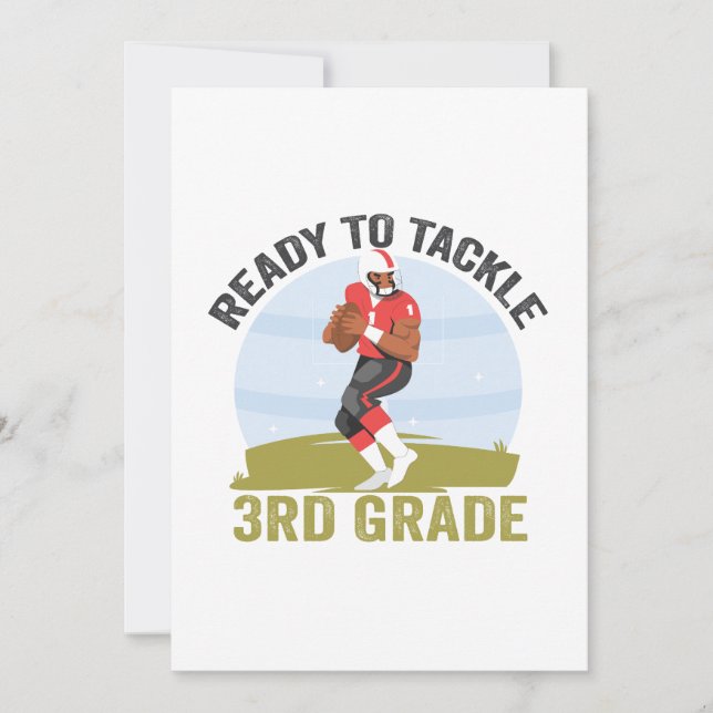 Ready To Tackle 3rd Grade Football Fantasy Rugby  Announcement (Front)