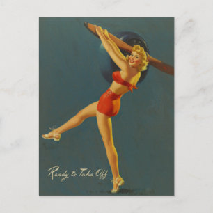Ready to Take Off PinUp Postcard