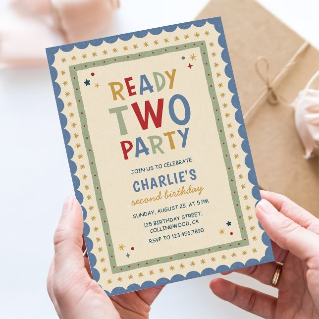 Ready Two Party Colourful 2nd Birthday Invitation (Creator Uploaded)