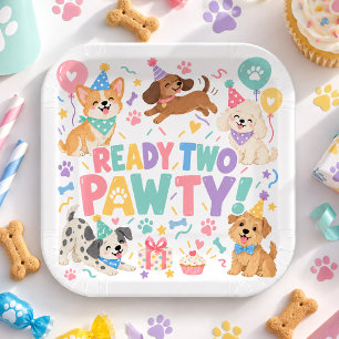 Ready Two Pawty Pastel Puppy 2nd Birthday Party Paper Plate