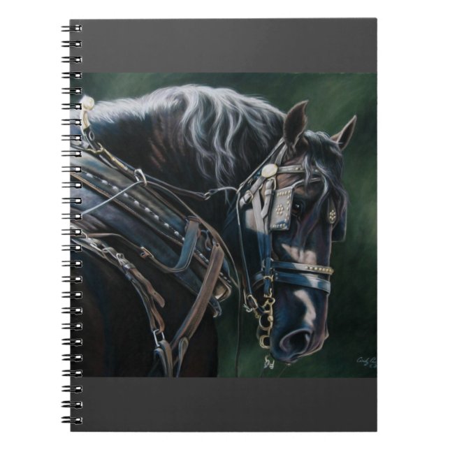 Ready & Willing Black Percheron Draught Horse Notebook (Front)