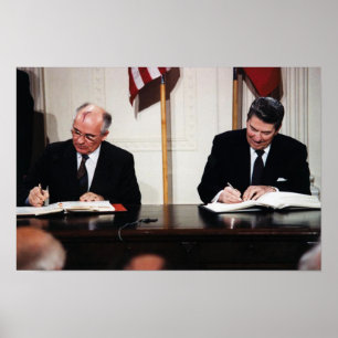 Reagan and Gorbachev At Signing Poster