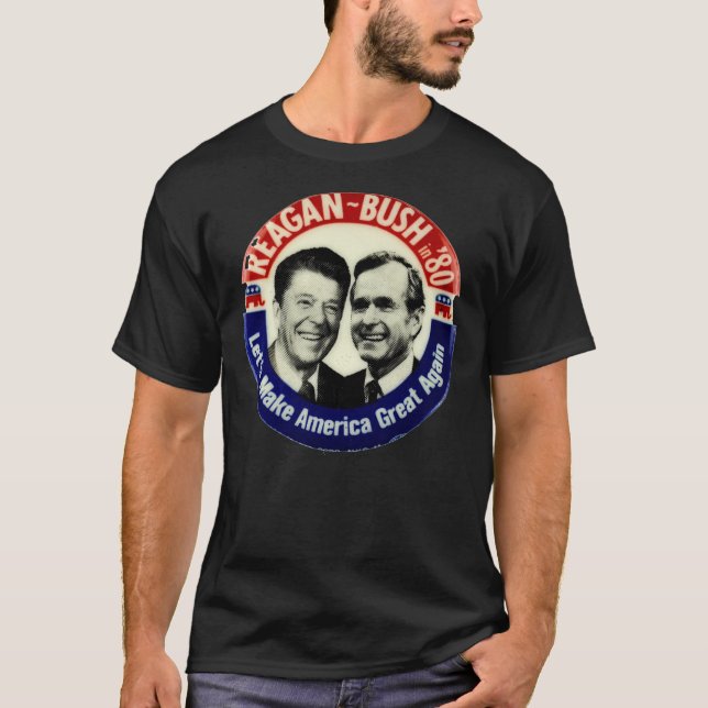 Reagan Bush &x27;84 &x27;80 Retro Logo Red White B T-Shirt (Front)