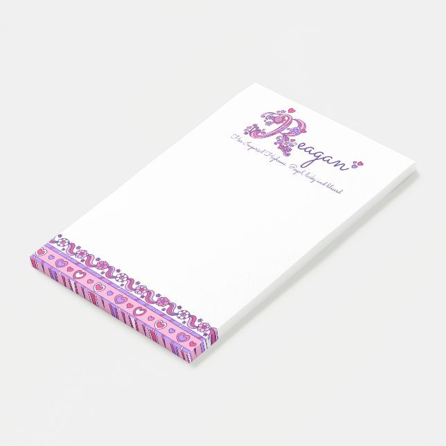 Reagan personalized R name meaning post it notes (Angled)