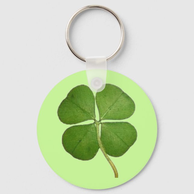 Real 4 Leaf Clover Shamrock Keychain (Front)