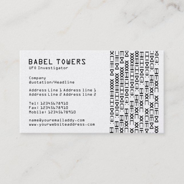 Real Alien Writing Business Card (Front)