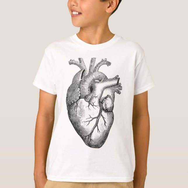 Real Anatomical Human Heart Drawing T-Shirt (Front)